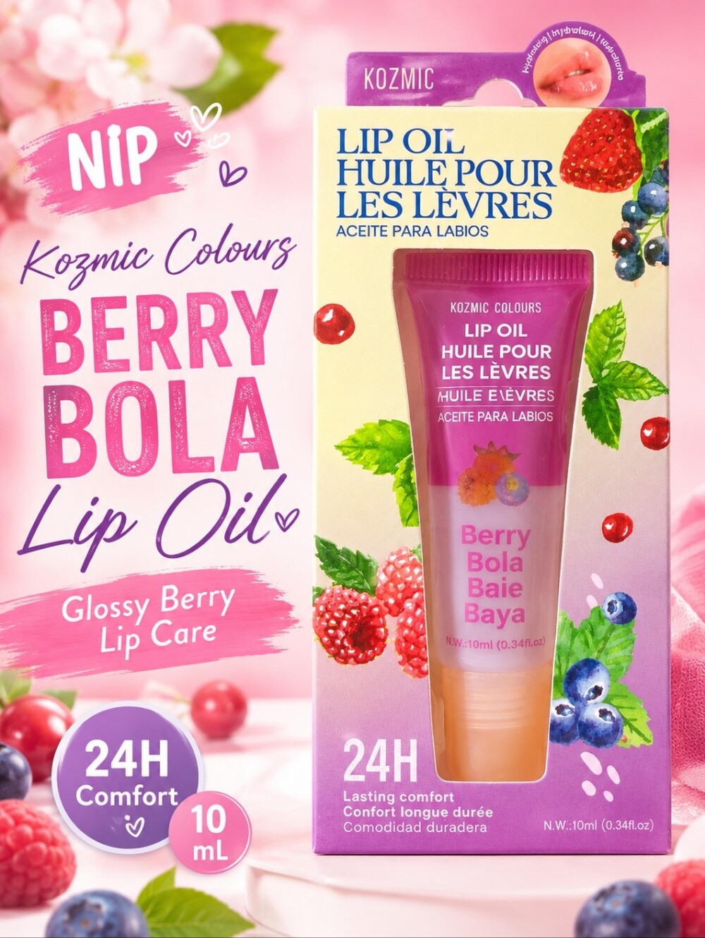 Kozmic Colours Berry Bola Lip Oil - Glossy Berry (10 mL)